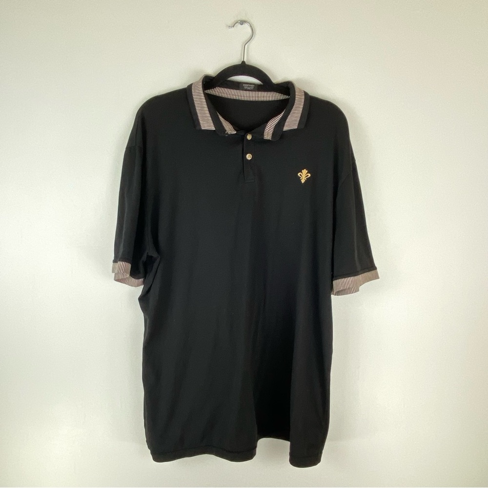 Coofandy Mens Size 2XL Black Golf Polo Shirt Striped Trim Casual Short Sleeve